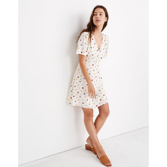 Madewell Orchard Flutter-Sleeve Dress in Confetti Floral Size 8 - Picture 8 of 9